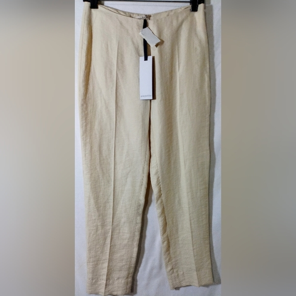 NWT Gentry Porfolio Cream Linen Blend Slim Pants - Picture 1 of 7